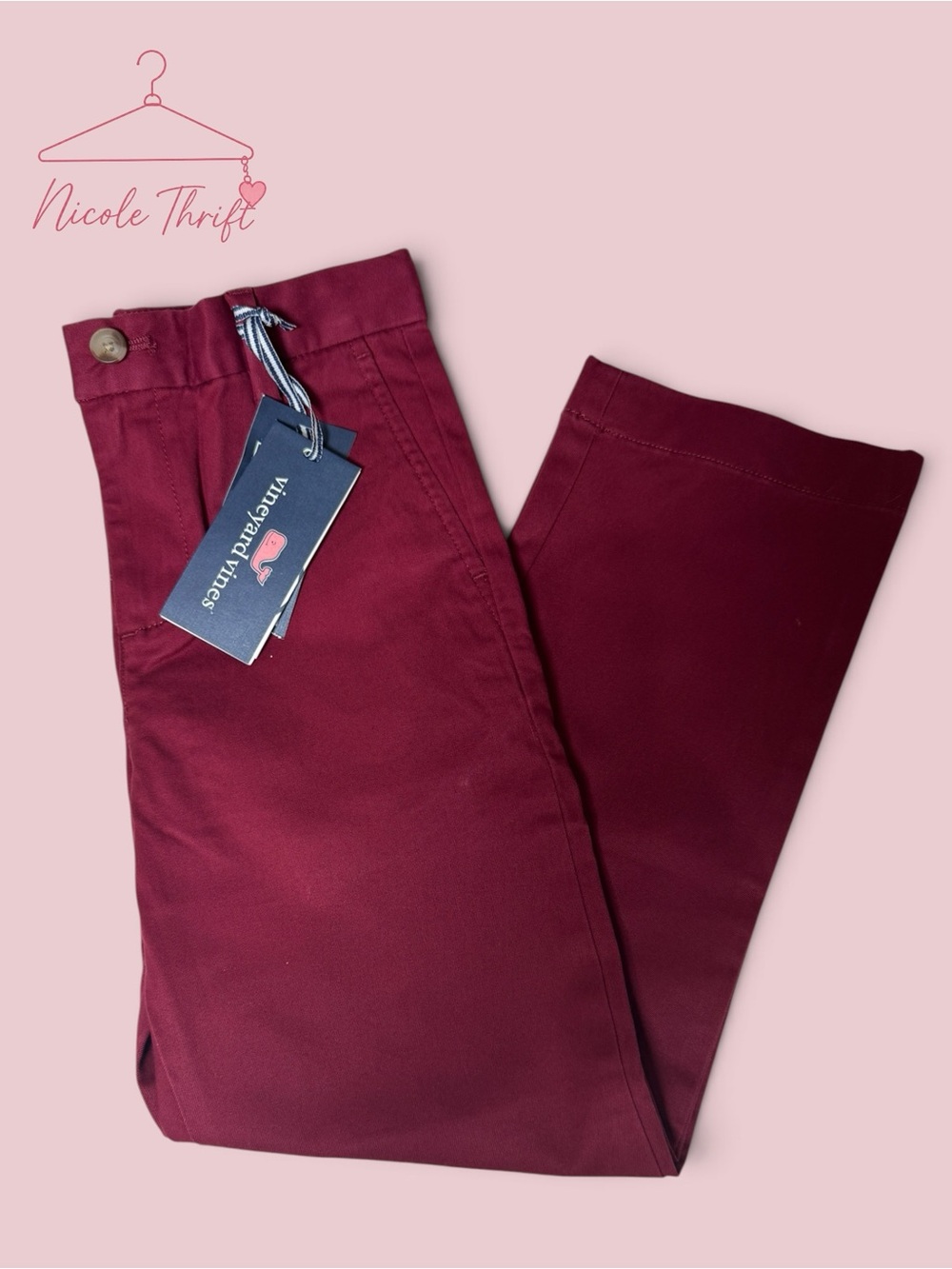 Vineyard Vines Boys Stretch Breaker Pants Red Bay Size 7 NWT
